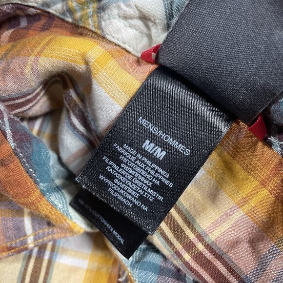 North Face Button Up Shirt Mens Medium Plaid Short Sleeve Outdoors Pockets Fall - Picture 4 of 12